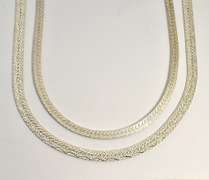 Two sterling Textured Herringbone Necklaces
