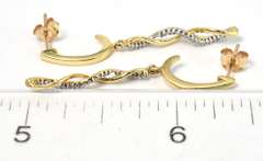 Classy Twisted Diamond Dangle Earrings in Yellow Gold