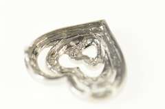 10K White Gold Diamond Layered Look Heart Love Symbol Pendant