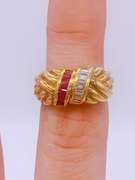 18kt Gold Ruby & Diamond Cocktail Band Ring