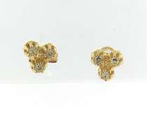 Dazzling Yellow Gold 3 Diamond Buttercup Earrings