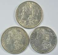 1883, 1884, & 1885 Morgan Silver Dollars. High end