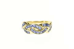 14K Yellow Gold Sapphire Braid Channel Statement Band Ring