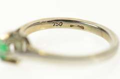 18K White Gold Square Natural Emerald Retro Promise Ring