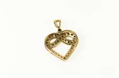 10K Yellow Gold Sapphire Criss Cross Heart Diamond Accent Pendant