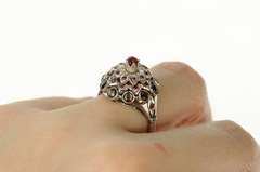 18K White Gold 1960's Ruby Black Star Sapphire Cocktail Ring