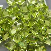 Princess cut Unheated! 7.05ct Peridot set