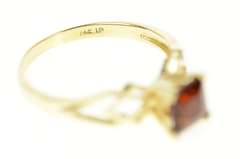 14K Yellow Gold Princess Garnet Ornate Classic Statement Ring