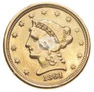 1861 $2.50 Liberty Head Gold Love Token