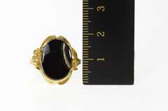 14K Yellow Gold 1960's Black Onyx Oval Statement Ring