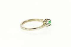 18K White Gold Square Natural Emerald Retro Promise Ring