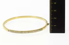 10K Yellow Gold 0.62 Ctw Diamond Channel Oval Bangle Bracelet