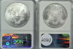 Two 2010 EARLY RELEASES $1 Silver Eagles. NGC MS69