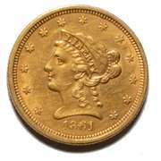 1861 Civil War US Gold Quarter Eagle