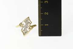 14K Yellow Gold 1930's Diamond Ornate Engagement Bypass Ring