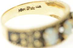 10K Yellow Gold Ornate Opal Etruscan Revival Statement Ring