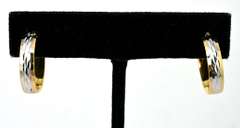 Etched Elongated Hoops in 2-Tone 14KT Gold