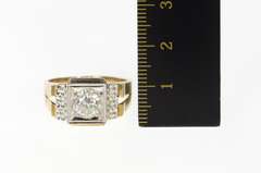 10K Yellow Gold Squared Men's Orange Blossom CZ Wedding Ring