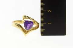 14K Yellow Gold Trillion Amethyst Geometric Statement Ring