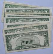 2 Each 1934 1934 A B C &D Series $5 Silver Certificates