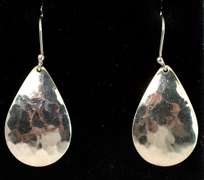 Hammered Droplet Dangle Earrings in Sterling Silver