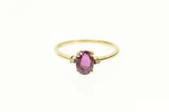 14K Yellow Gold Oval Tourmaline Diamond Accent Statement Ring