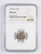 MS66* 1964-D Roosevelt Dime - STAR GRADE MONSTER TONING - Graded NGC