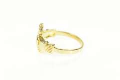 14K Yellow Gold Traditional Celtic Claddagh Loyalty Symbol Ring