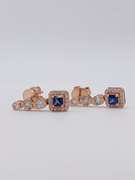 14kt Solid Gold Blue Sapphire & Diamond Earrings
