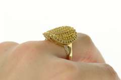 14K Yellow Gold Oval Pave Citrine Prasiolite Halo Statement Ring