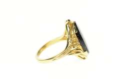 14K Yellow Gold 1960's Black Onyx Oval Statement Ring