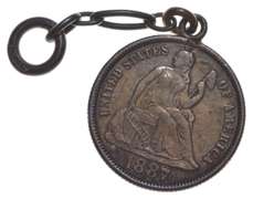 1887 Seated Liberty Dime 3D Love Token