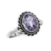 Sterling Silver Amethyst Oval Vintage Ring