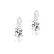 Sterling Silver 1.75ct White Topaz Teardrop Curve Stud Earrings