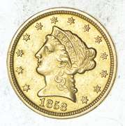 1858-C $2.50 Liberty Head Gold Quarter Eagle - Choice