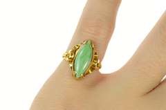 14K Yellow Gold Victorian Ornate Marquise Turquoise Statement Ring