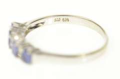 14K White Gold Oval Tanzanite Diamond Wedding Band Ring