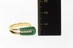 14K Yellow Gold Retro Malachite Diamond Statement Wrap Ring