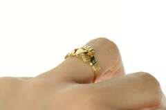 14K Yellow Gold Traditional Celtic Claddagh Loyalty Symbol Ring
