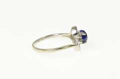 10K White Gold Marquise Syn. Blue Star Sapphire Diamond Ring