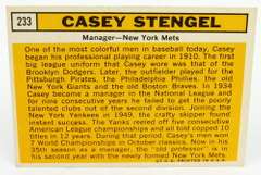 1963 Casey Stengel, Mets Manager Baseball Card