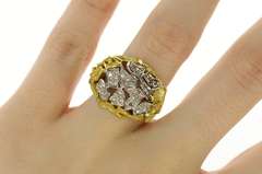 18K Yellow Gold J Rossi Designer Diamond Geometric Cocktail Ring