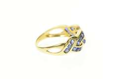 14K Yellow Gold Sapphire Braid Channel Statement Band Ring