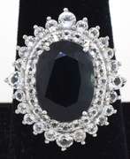 Fantastic Blue & White Sapphire Halo Ring in Platinum-Plated Silver