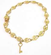 Adorable Lock and Key Bracelet in 14KT Yellow Gold