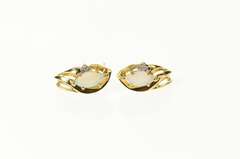 10K Yellow Gold Marquise Opal Diamond Accent Classic Earrings