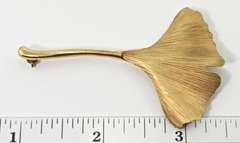 Artistic Ginkgo Leaf 14K Brooch
