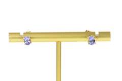 14K Yellow Gold Oval Tanzanite Classic Simple Stud Earrings