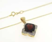 Fabulous Checkerboard Cut Garnet Yellow Gold Necklace