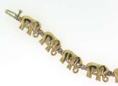 Powerful Yellow Gold Elephant Bracelet w Diamonds